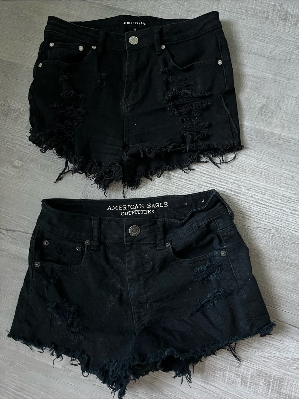 American Eagle and Almost Famous Black Distressed Cutoff Jean Shorts - Women's